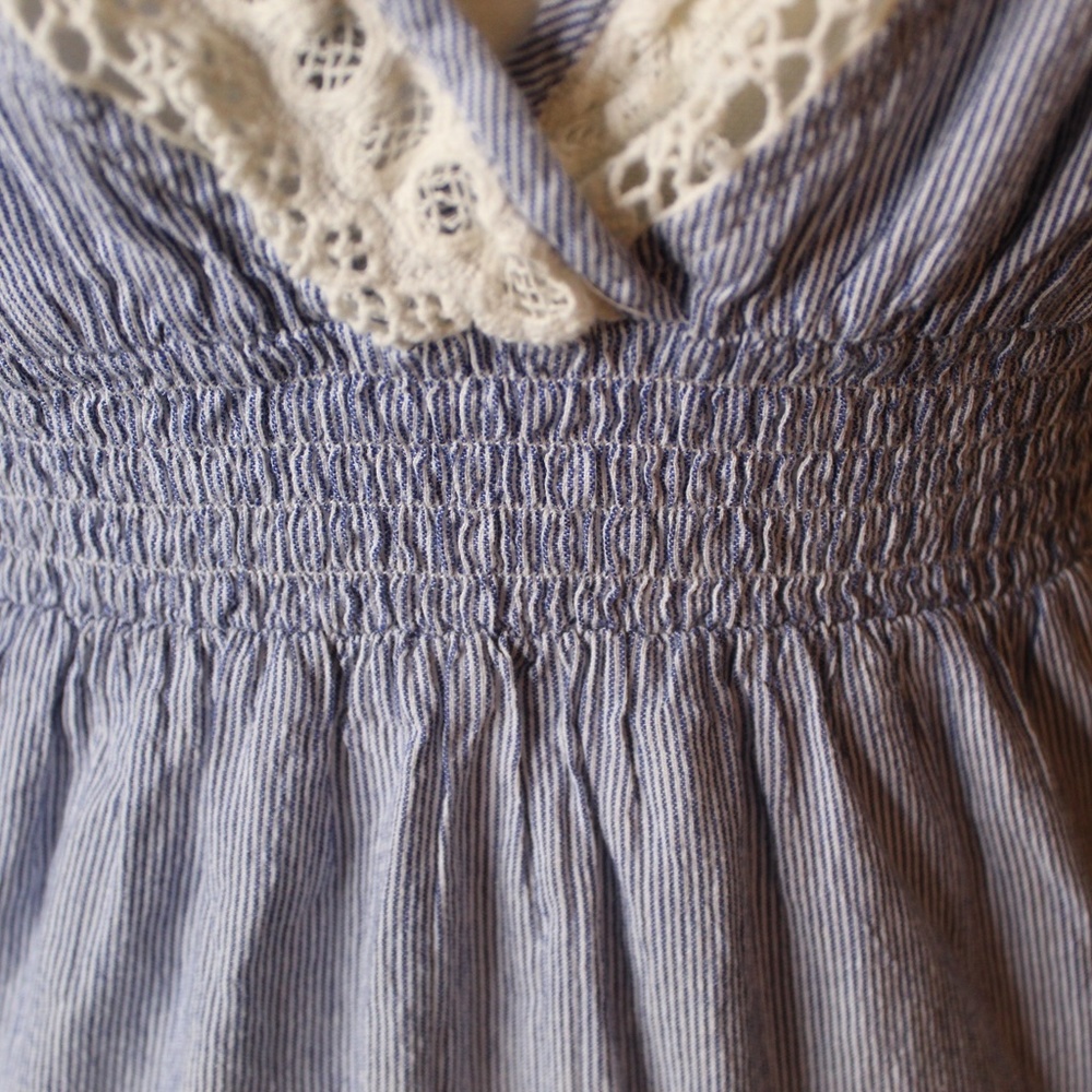 Blue and White Striped Maxi with Crochet Detail - Picture 4 of 9